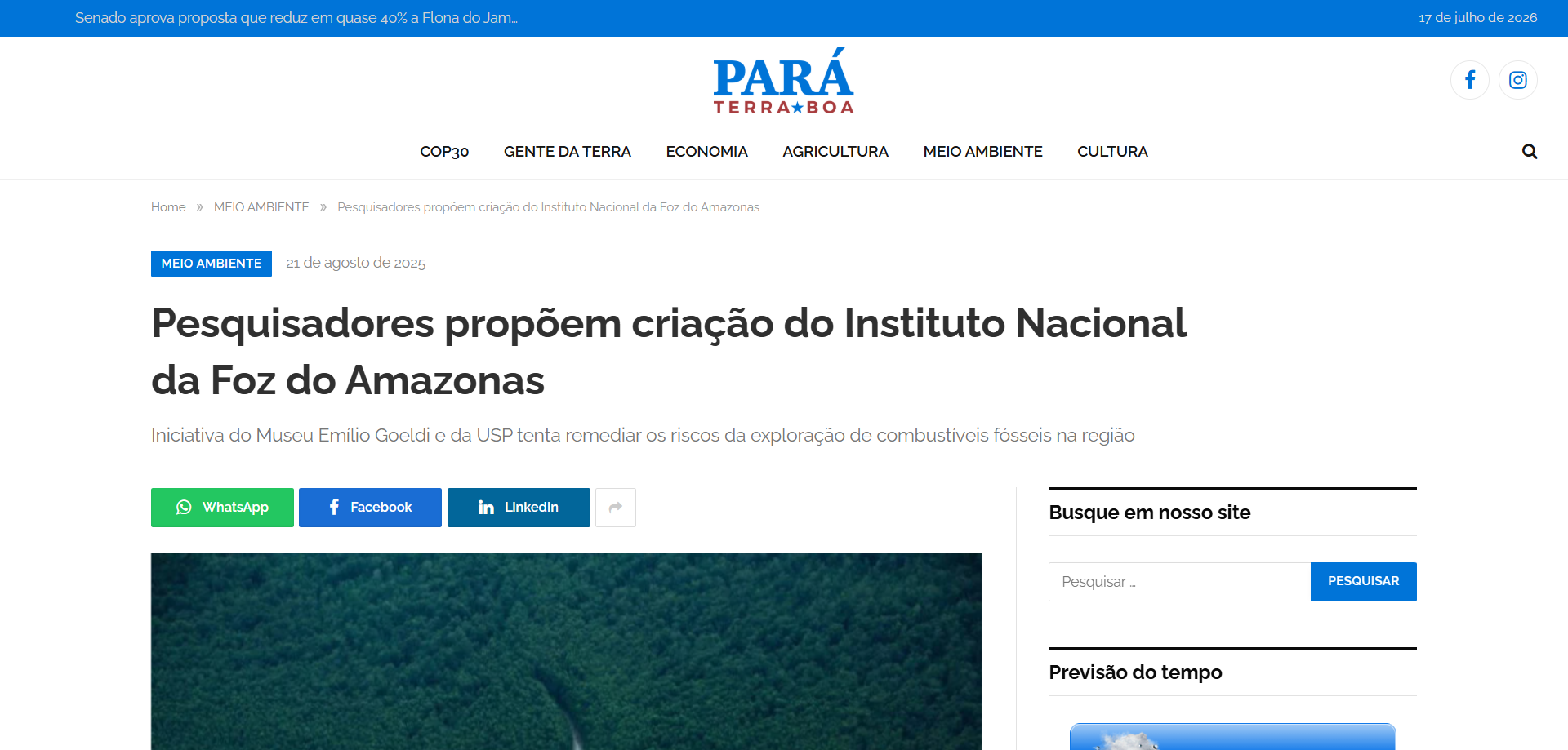 Pesquisadores propõem criação do Instituto Nacional da Foz do Amazonas